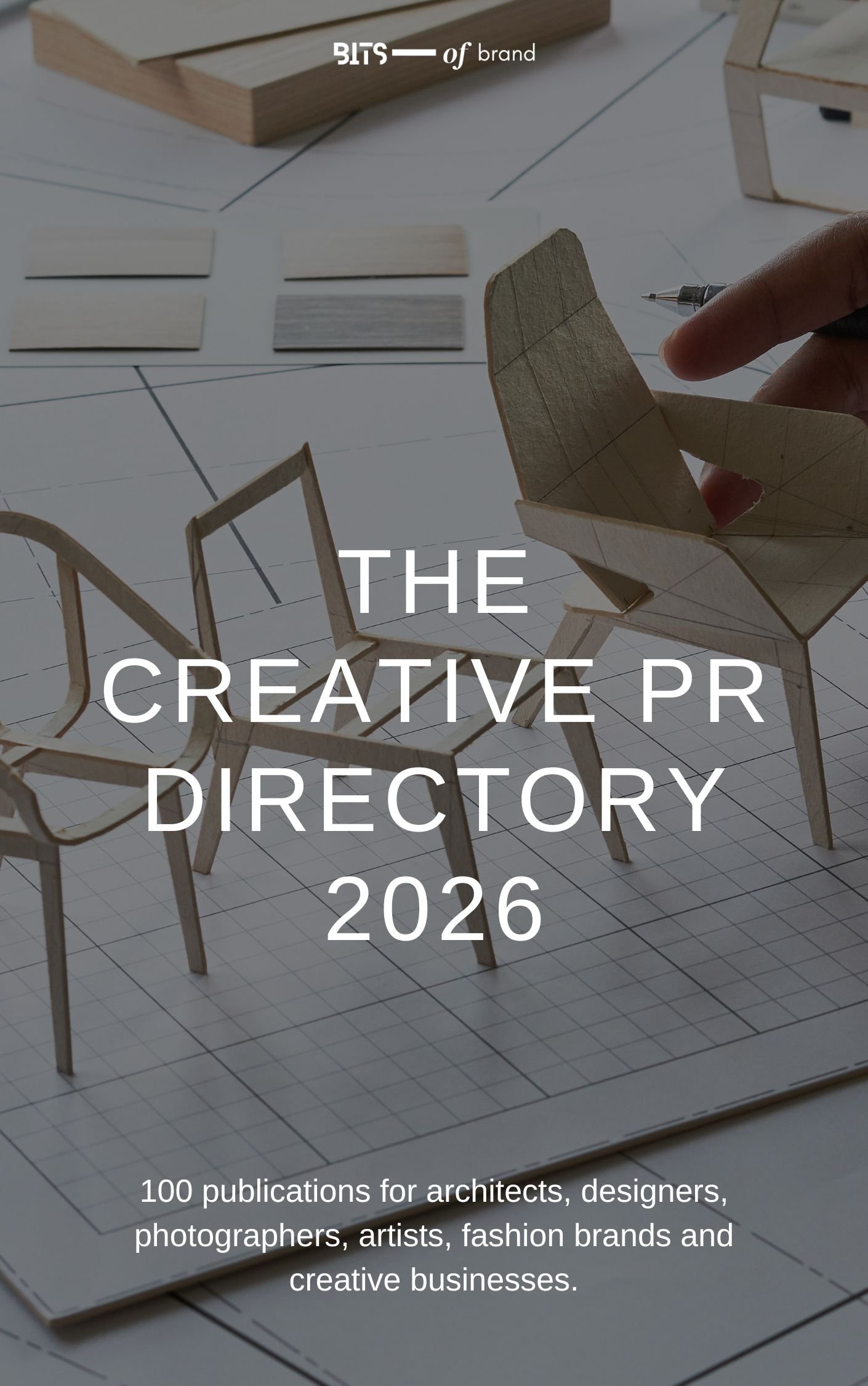The Creative PR Directory 2026 by Bits of Brand, featuring 100 publications for creative businesses.